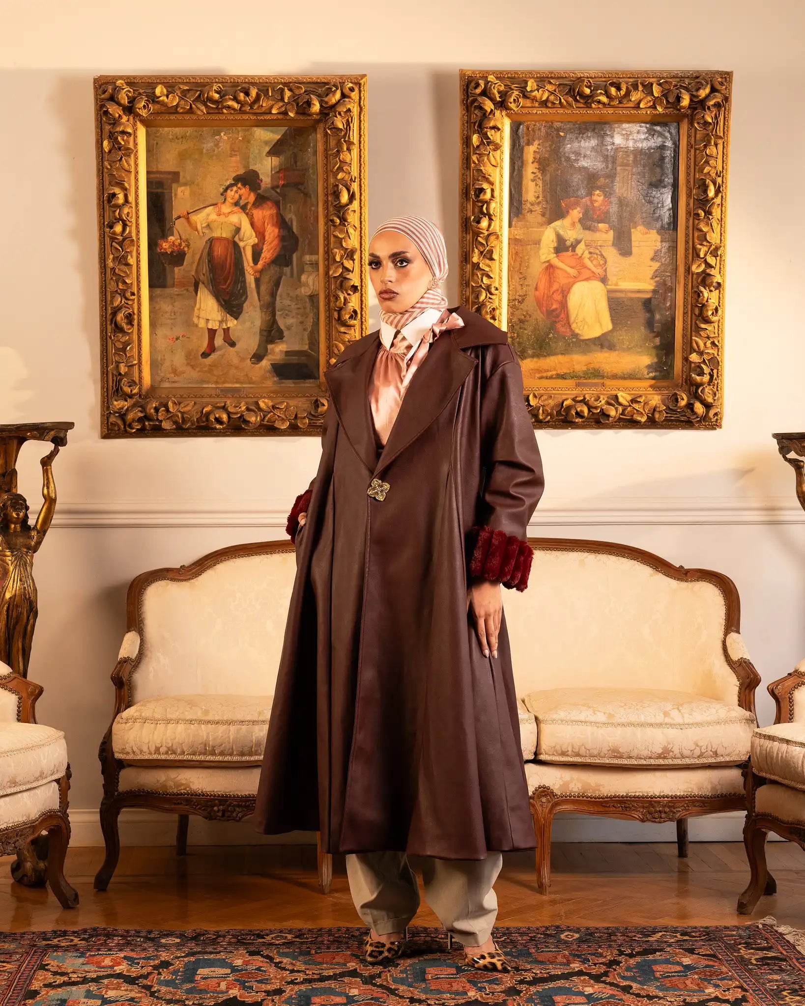 Luxury leather coat with a bold and elegant timeless style